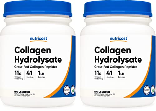 Nutricost Grass-Fed Collagen Powder 1LB (454 G) (Vanilla) - Grass Fed Bovine Collagen Hydrolysate - Collagen Peptides