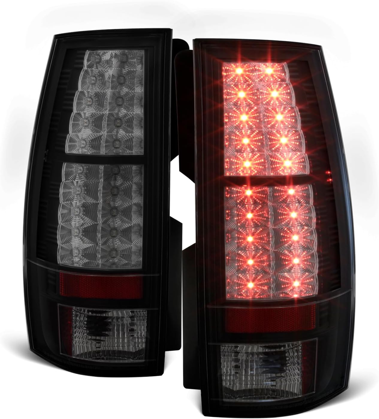 AKKON - For [Crystal SMOKED LENS] 07-14 Chevy Suburban 1500 2500 Tahoe Headlights + LED Tail Brake lights Lamps