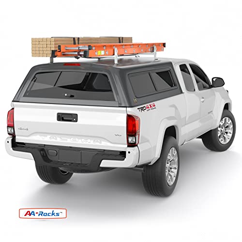 AA-Racks Model DX36 Universal Pickup Truck Cap & Topper 2 Bar Ladder Roof Van Rack System Adjustable Steel Cross Bars - Matte White