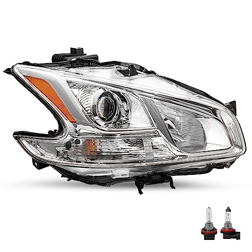 JSBOYAT Halogen Headlight Assembly Compatible with 2009-2014 Nissan Maxima 4-Door Sedan Projector Headlamp RH Right Passenger Side Bulds Included