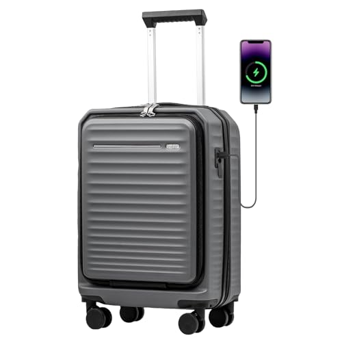 Coolife Luggage Suitcase Piece Carry On Hardside ABS+PC Luggage Spinner Trolley TSA Lock USB Port Pocket Compartment