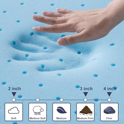 Sleepmax 4 Inch Firm Mattress Topper Queen - Gel Memory Foam Mattress Topper - High Density Foam Mattress Pad for Back Pain, Firm Foam Bed Topper with Removable Cover