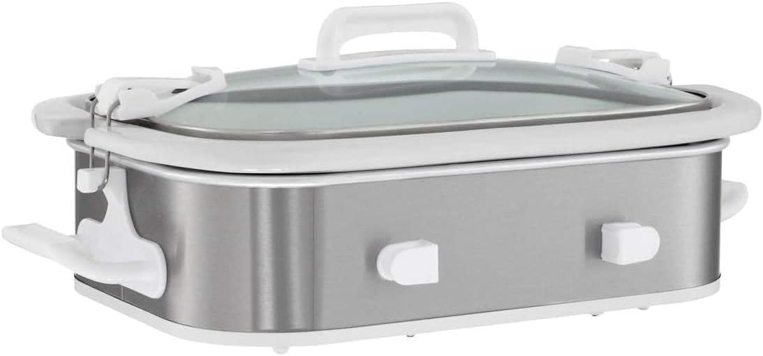 Crock-Pot SCCPCCM355SS 3.5 Quart Capacity Rectangular Shape 9 Inch x 13 Inch Casserole Slow Cooker with Locking Lid, Stainless Steel
