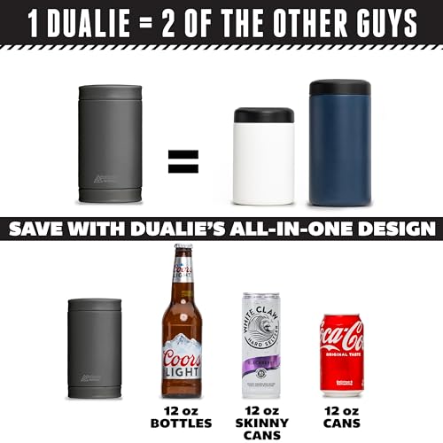 DUALIE 3 in 1 Insulated Can Cooler - Universal Size for 12 oz Cans, Slim Cans, and Bottles - 10+ Colors Available