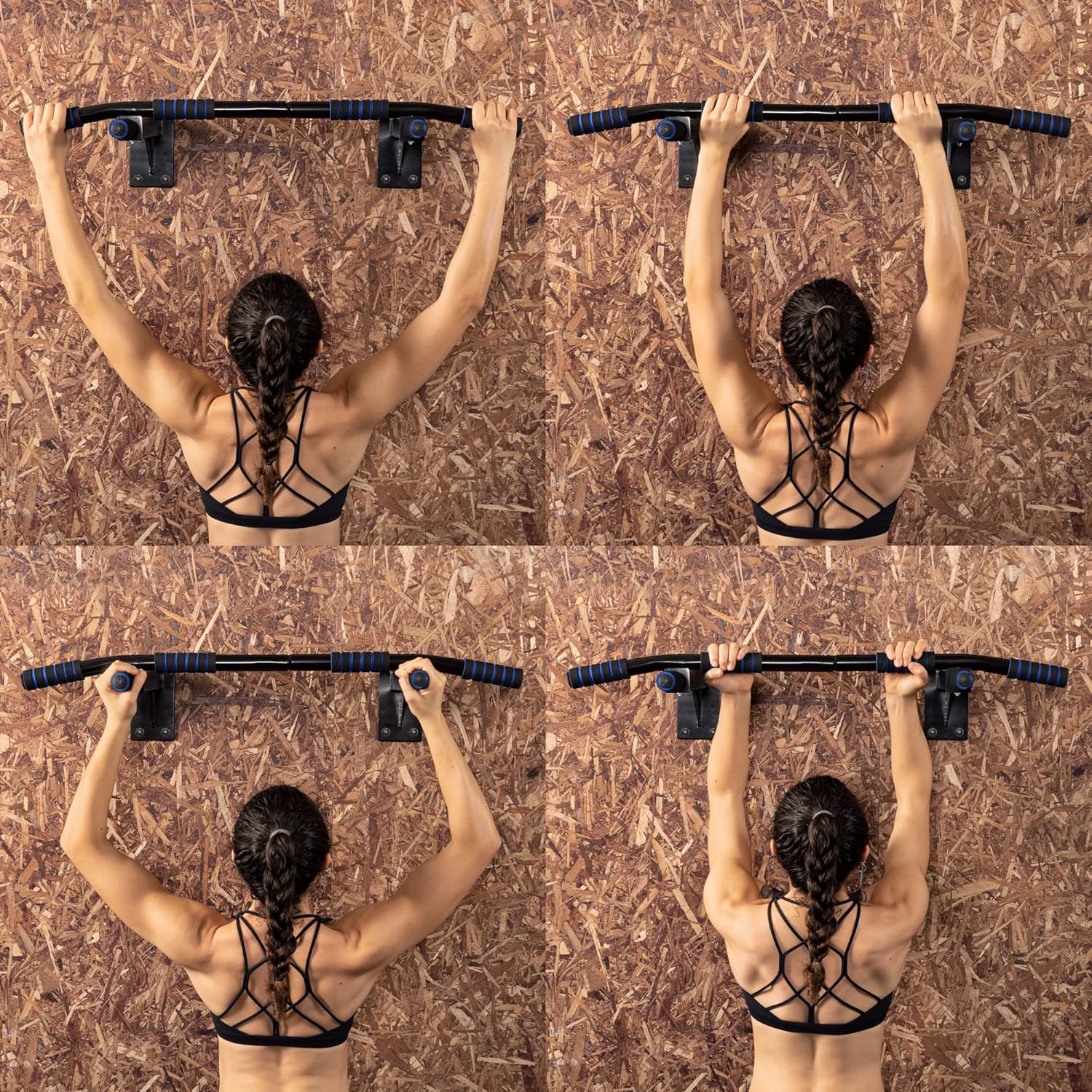 Navaris Pull Up Bar - Wall Mounted Chin Up Bar for Home Gym Exercise 36.6x19.8x7.1 inches - Fitness Station for Pullups and Chinups Training with Foam Grips