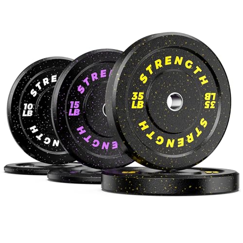 XDDIAS 10/15/25/35/45/55LB Olympic Bumper Plates, High-Bounce Olympic Weight Plates with Colored Fleck-Rubber Weights Plates for Weight Lifting and Strength Training