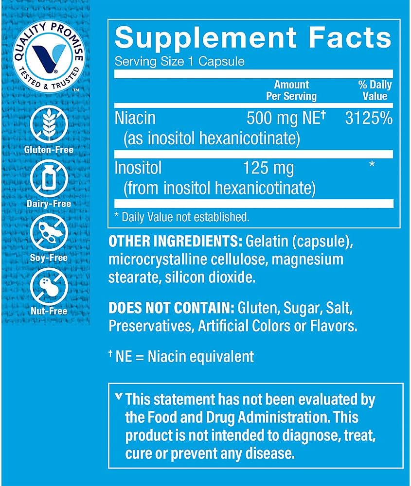 The Vitamin Shoppe No Flush Niacin 500MG, Supports Cholesterol Levels Already Within The Normal Range, Supports Metabolism & Energy Production, Once Daily (300 Capsules)