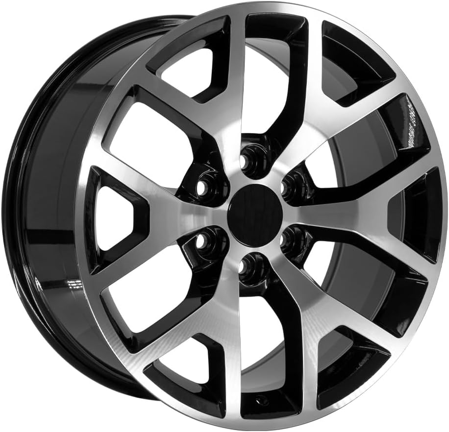 OE Wheels LLC 20 inch Rim Fits 6x139.7 Silverado Suburban Tahoe Sierra Yukon Escalade CV92 20x9 Black Machined Wheels Hollander: 5656