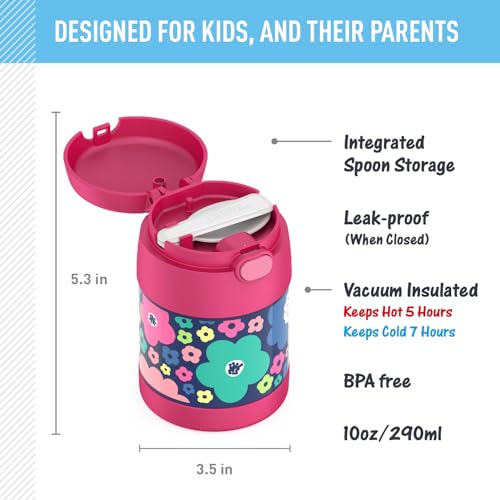 THERMOS FUNTAINER 10 Ounce Stainless Steel Vacuum Insulated Kids Food Jar with Spoon, Sketchbook
