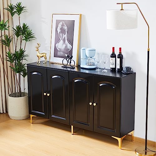 Buffet Cabinet - Sophisticated Sideboard Cabinet with Abundant Storage Space, Accent Cabinet with Doors, Exclusive Rattan Design Console Cabinet for Living Room & Kitchen (32inch Natural)