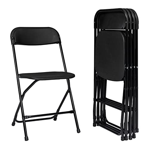 10 Pack Plastic Folding Chair, Indoor Outdoor Portable Stackable Commercial Seat with Steel Frame 350lb. Capacity for Events Office Wedding Party Picnic Kitchen Dining (White)