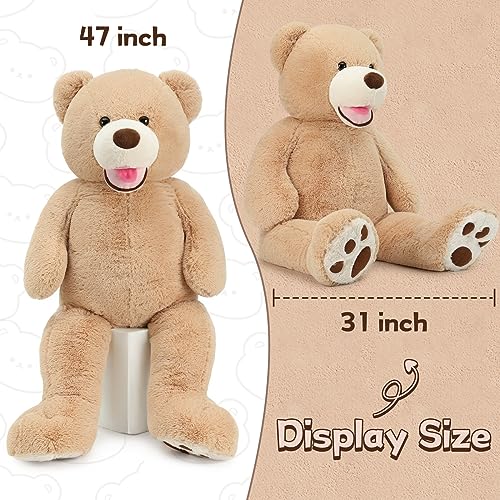 51 inch Giant Teddy Bear Stuffed Animal, 4.3 Feet Life Size Plush Teddy Bear with Big Red Lover Heart, Large Plush Valentine’s Day Pink Teddy Bear Gift for Girlfriend