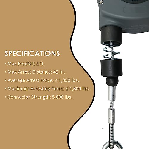 AFP Demon 11 FT Single Leg Self-Retracting Lifeline Cable Retractable | Steel Locking Pelican Rebar Hook | Safety Yoyo Fall Protection Arrest Limiter | Construction Industrial | OSHA & ANSI Rated SRL