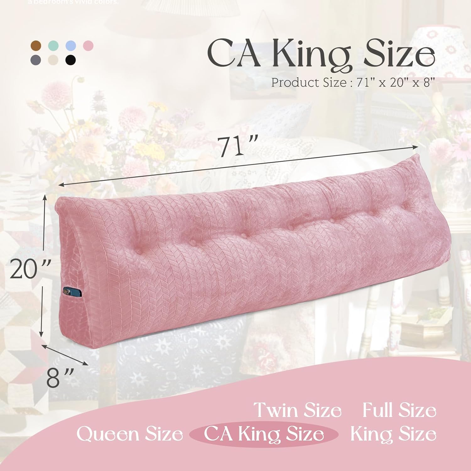 Large Triangular Wedge Headboard Pillow Large Bolster Headboard Back Support Backrest Positioning Reading Pillow for Sitting with Removable Cover