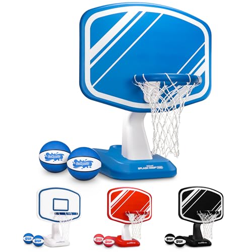 GoSports Splash Hoop Swimming Pool Basketball Game, Includes Poolside Water Basketball Hoop, 2 Balls and Pump – Choose Your Style