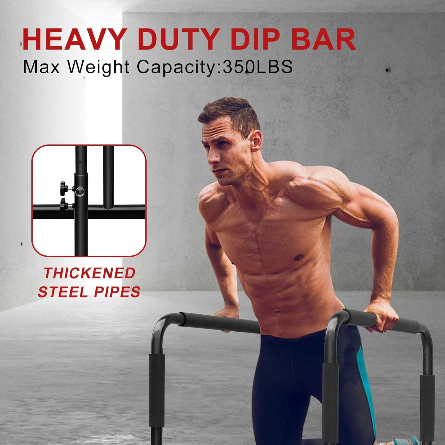 Free Standing Pull Up Bar Dip Station Indoor and Outdoor Calistenia Equipment Height Adjustment Exercise Parallel Bars for Home Gym Strength Training Fitness Equipment