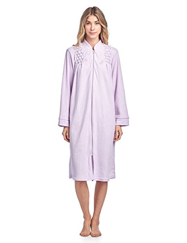 Casual Nights Women's Zipper Front Jacquard Terry Fleece Robe Duster