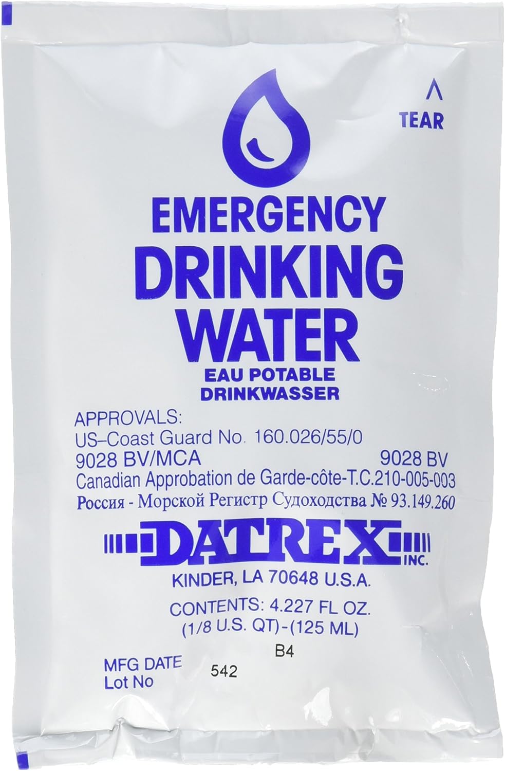 Emergency Survival Water Pouch (Pack of 66), 125 Milliliter