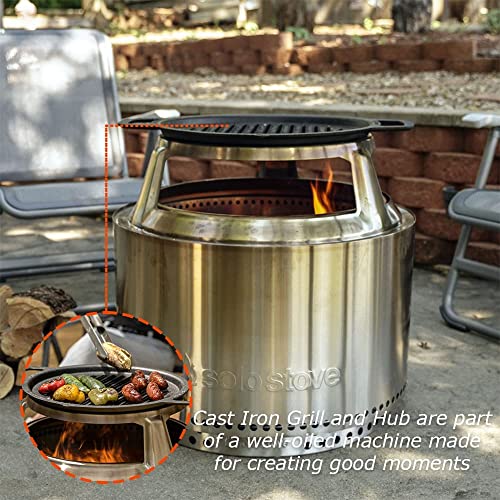 Solo Stove Bonfire Cast Iron Grill Cooking Bundle 2.0 | Smokeless Fire Pit, Stand, Grill & Hub, Wood Burning, Removable Ash Pan, Stainless Steel/Cast Iron, Height: 63 cm, Diameter: 44,5 cm, 20,3 kg
