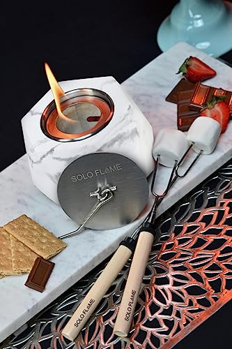 Tabletop Fire Pit for Indoor and Outdoor Use | Rubbing Alcohol Fueled Concrete Mini Firepit | Smores Maker (White)