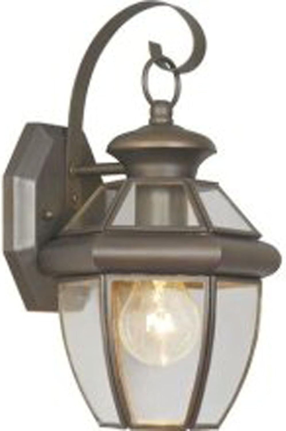 Livex Lighting 2051-07 Monterey 1 Light Outdoor Bronze Finish Solid Brass Wall Lantern with Clear Beveled Glass