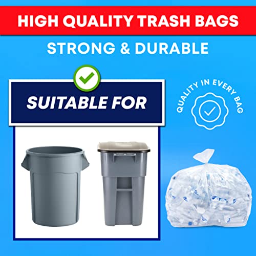 30-33 Gallon Trash Bags Heavy Duty (Value 100/Bags w/Ties) Clear Large Plastic Recycling Garbage Bags. 30 Gal, 32 Gallon Clear Large Trash Bags