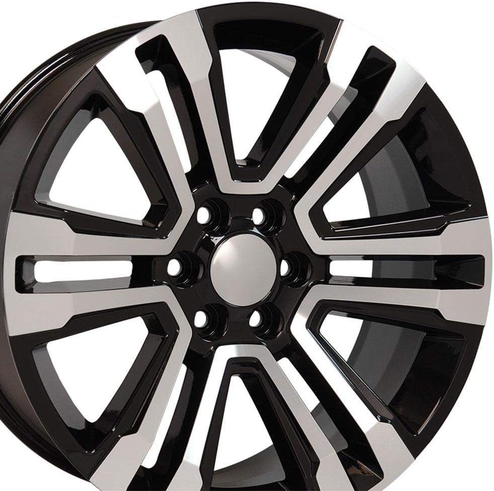 OE Wheels LLC 22 inch Rim Fits 6x139.7 Silverado Suburban Tahoe Sierra Yukon Escalade CV44 22x9 Black Machined Wheels Hollander: 5822