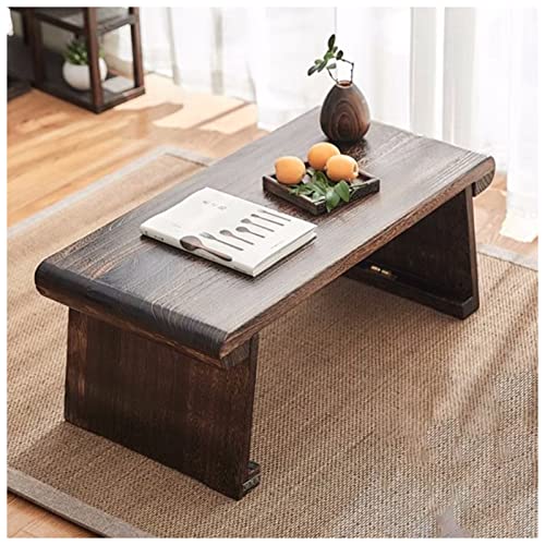 Solid Wood Coffee Table for Living Room Bed Laptop Desk with Foldable Legs Style Floor Table for Sitting On The Floor Furniture (Brown 90x40x37cm)