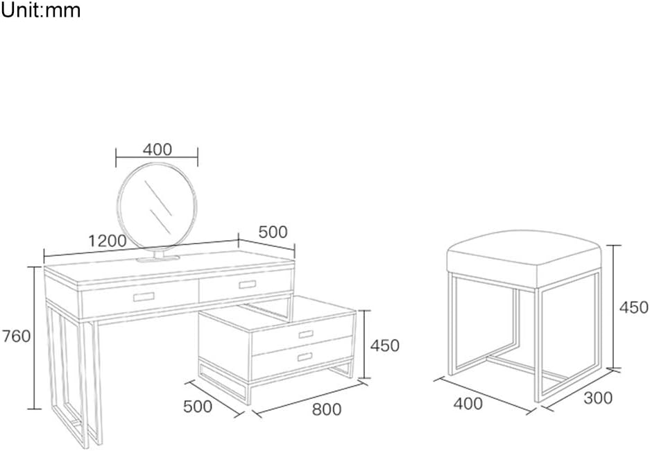 Vanity Table Set Vanity Set,Large Sliding Drawers Makeup Dressing Table with Cushioned Stool