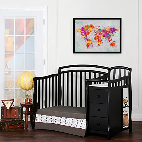 Casco 3-In-1 Mini Crib And Changing Table In Espresso, Convertible Crib, Made Of Pinewood, Three Position Adjustable Mattress Height Settings