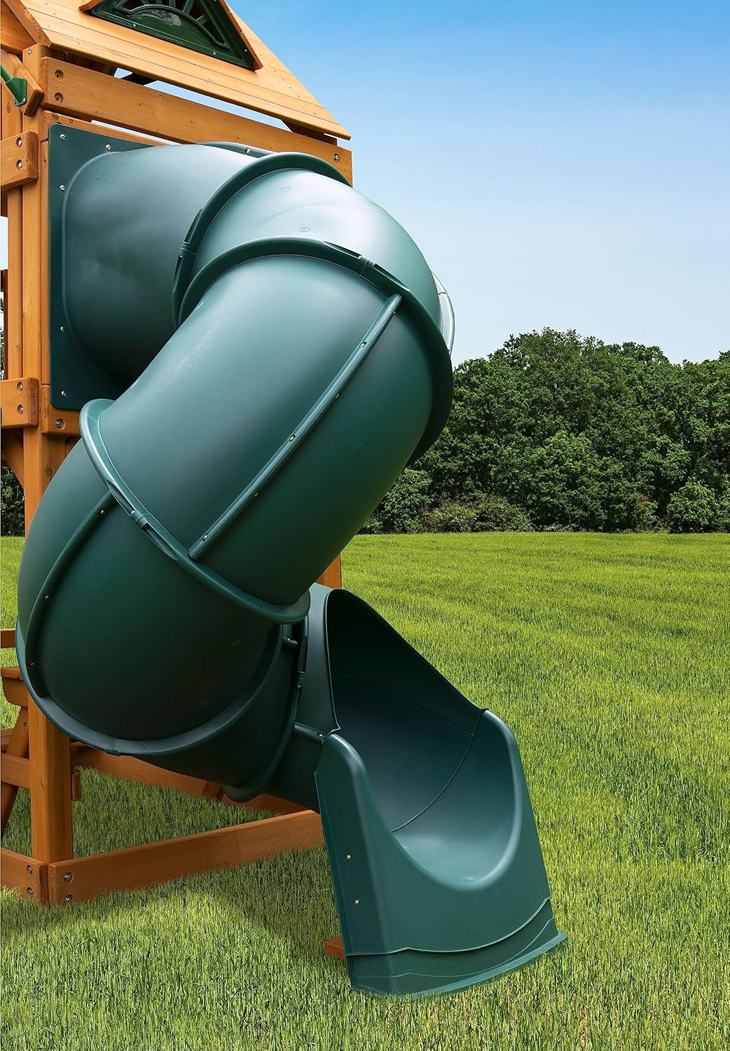 Swing-N-Slide WS 5040-G Quick Connect 5 Foot Turbo Tube Slide Plastic Enclosed Slide for 5 Foot Deck Heights, Green
