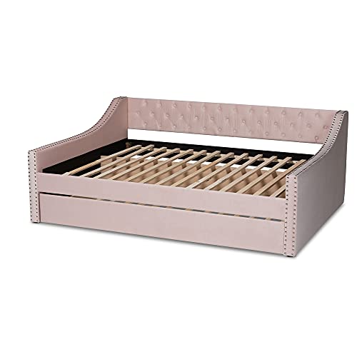 Baxton Studio Raphael Daybeds, Twin, Twin, Silver Grey Velvet