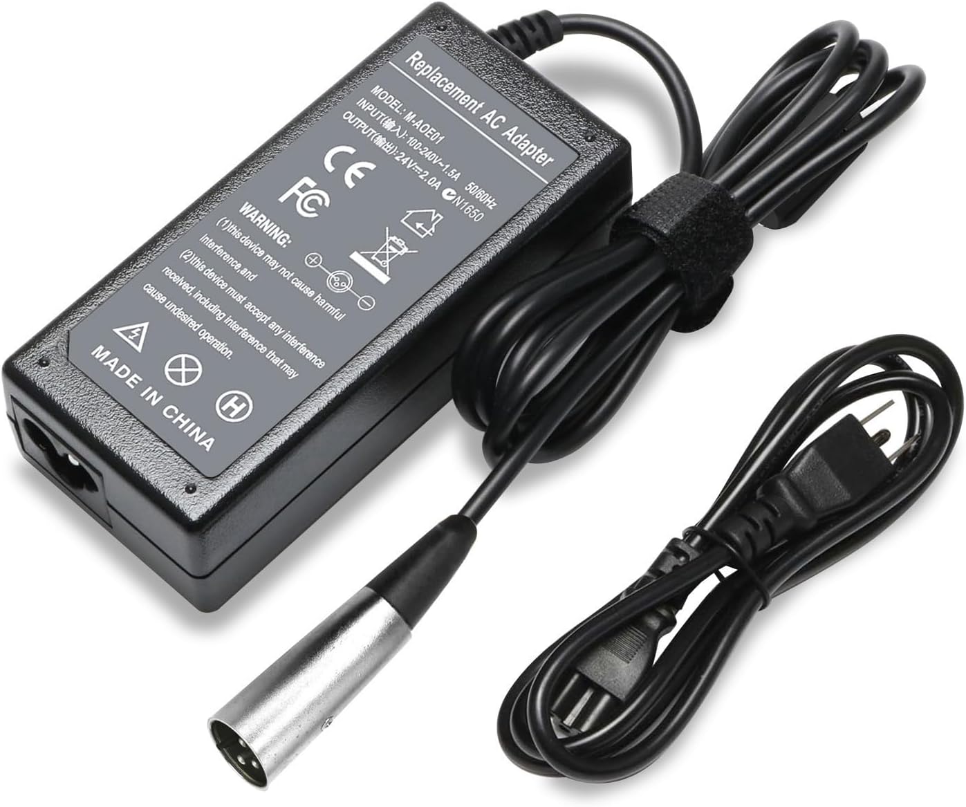 24V 2A Male 3-Pin XLR Scooter Battery Charger for Jazzy Power Chair,Go-Go Elite Traveller SC40E/SC44E Schwinn S300 S350 S400 S500 S650,Ezip 400 500 650 750 900 Mountain Trailz, Mongoose M150 M200 M300