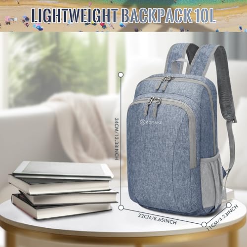 ZOMAKE Lightweight Backpack 10L - Small Daypack Hiking Backpack Ultra Light Daypack Travel Backpack Comping Daybag for Cruise(Black)