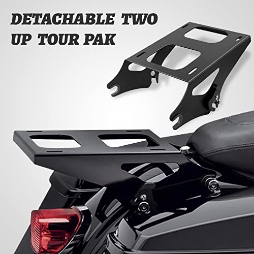 Detachable Two Up Tour Pack Pak Mount Luggage Rack Compatible with Harley Davidson Touring Street Glide/Electra Glide/Road Glide/Road King 2014-2021, Black