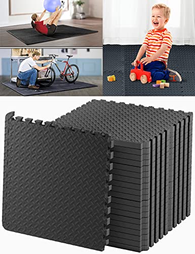 Puzzle Exercise Mat, 20 Tiles Foam Interlocking Exercise Mats - Floor Tiles for Gym Equipment and Cushion for Workouts