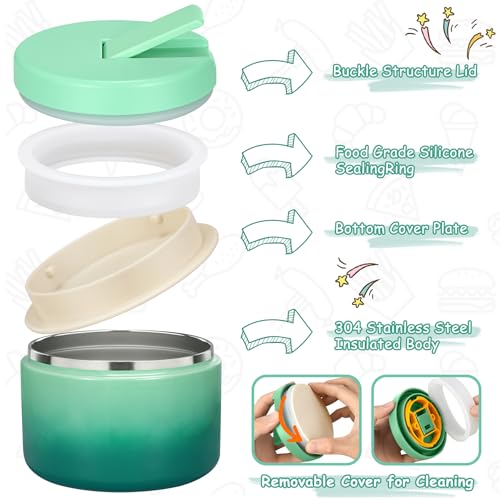 12oz Kids Soup Thermo for Hot Food Insulated Vacuum Food Jar with Buckle Lid, Stainless Steel Wide Mouth Leak Proof Lunch Container for School Travel-JBPink