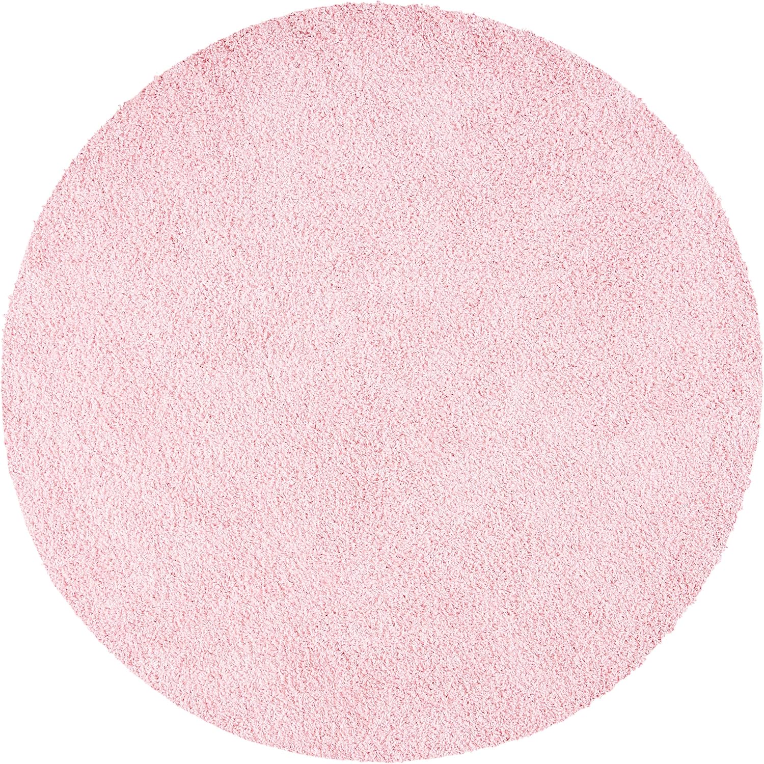 SAFAVIEH Primo Shag Collection Area Rug - 4' Round, Light Pink, Solid Design, Non-Shedding & Easy Care, 1.2-inch Thick Ideal for High Traffic Areas in Living Room, Bedroom (PRM300U)