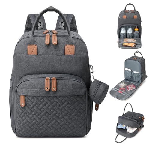JOLLITO Diaper Bag Backpack - Multifunction Travel Backpack Maternity Baby Changing Bags, Diaper Changing Totes, Large Capacity, Waterproof and Stylish, Baby Registry Essential