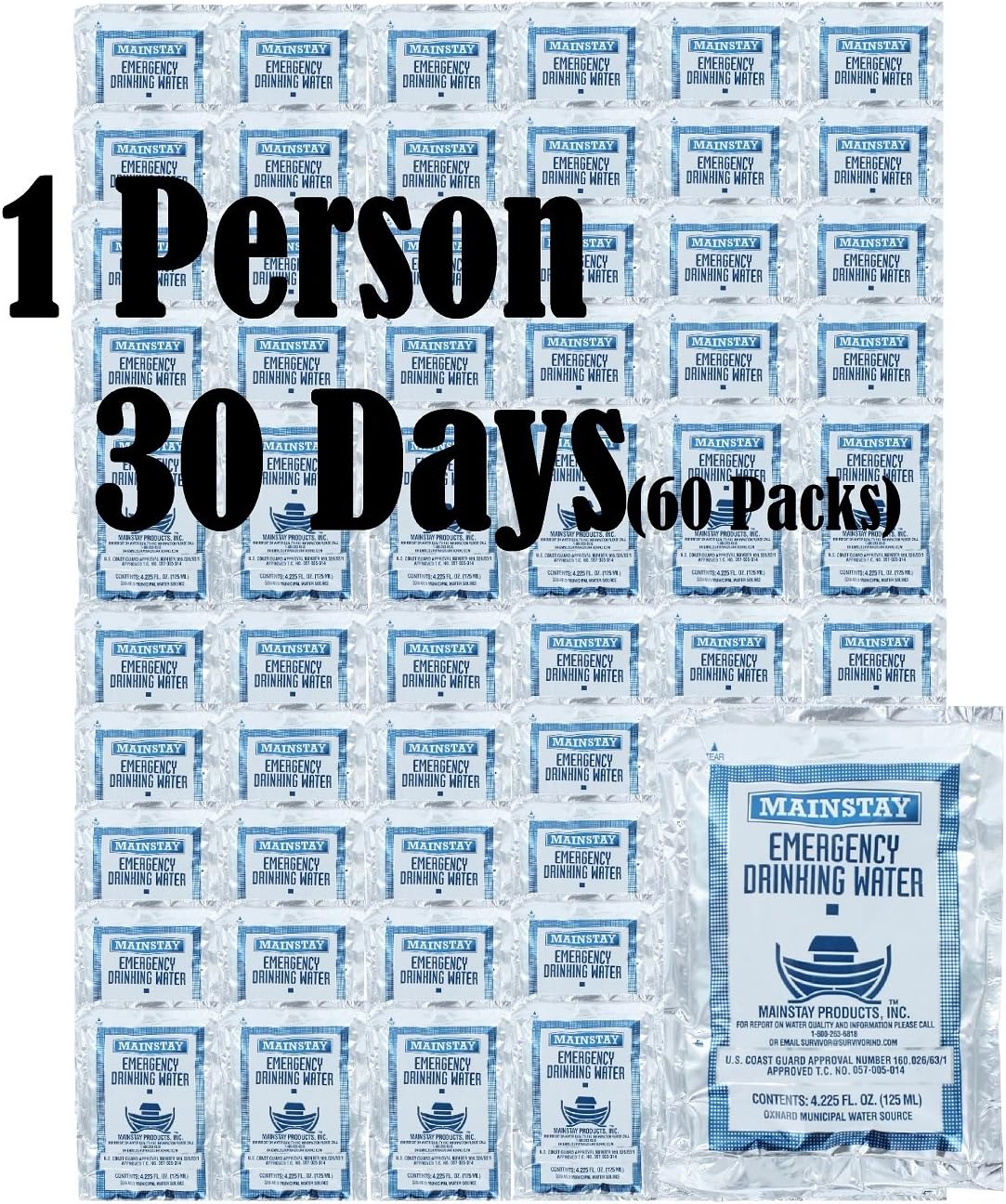 Mainstay Emergency Drinking Water 4.225 oz (60 Pack)