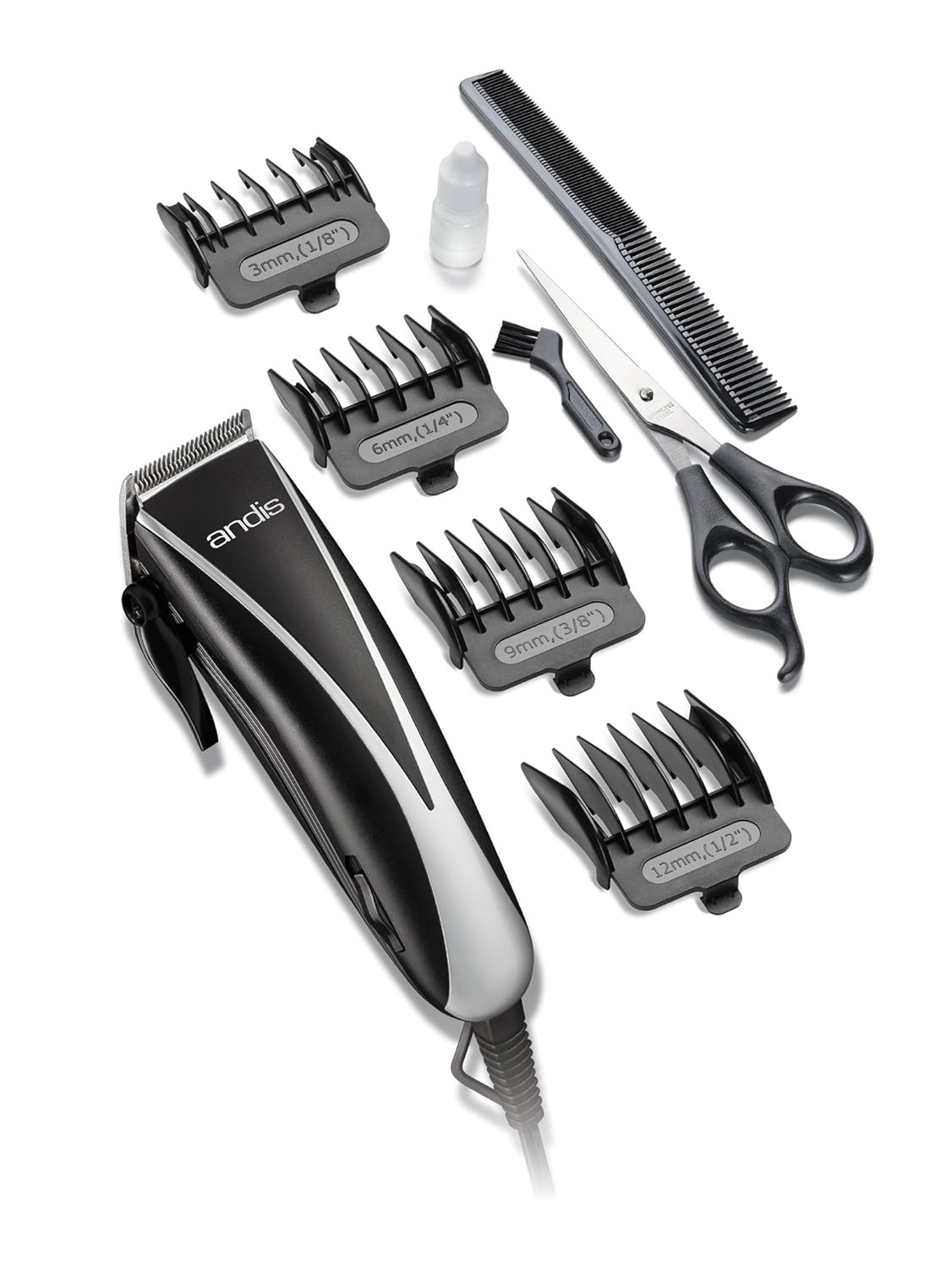 Andis Ultra Clip Adjustable Blade 10-Piece Home Haircut Kit, Black