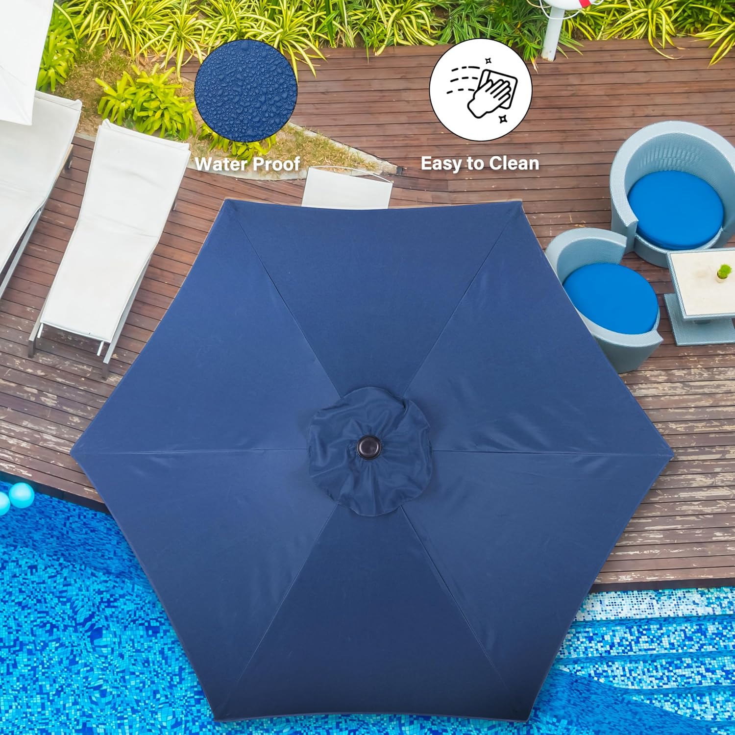 Simple Deluxe 9' /7.5' Patio Umbrella Outdoor Table Market Yard Umbrella with Push Button Tilt/Crank for Garden, Deck, Backyard, Pool