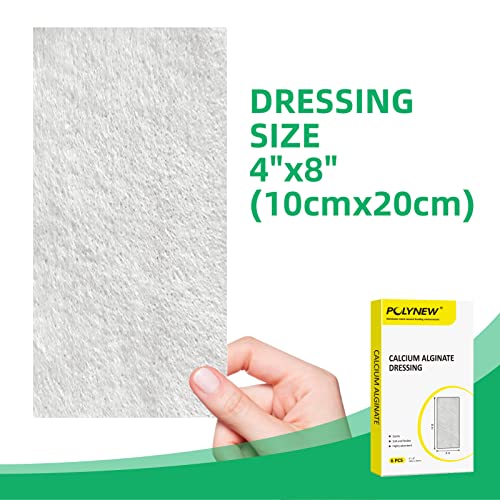 Silver Calcium Alginate Dressing, 4”x4”-6 Individual Package Highly Absorbent, Non-Adhesive, Painless Removal Ag Alginate Wound Bandage for Burns, Ulcers, Abrasions, Pressure Sore