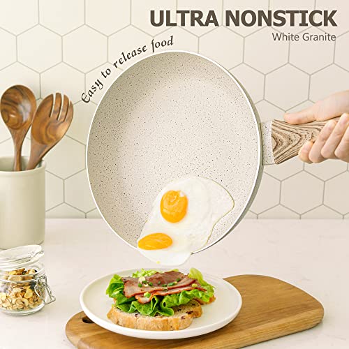 MICHELANGELO Pots and Pans Set Nonstick, Granite Non Stick Pots and Pan Set 8 Pcs, Non Toxic Pan Sets for Cooking Nonstick Cookware Set Induction Compatible