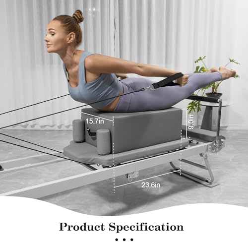SENDIAN Pilates Box for Reformer，Pilates Reformer Box for Exercises that Improve Range of Motion and Flexibility，Can be Used Independently (Gray)