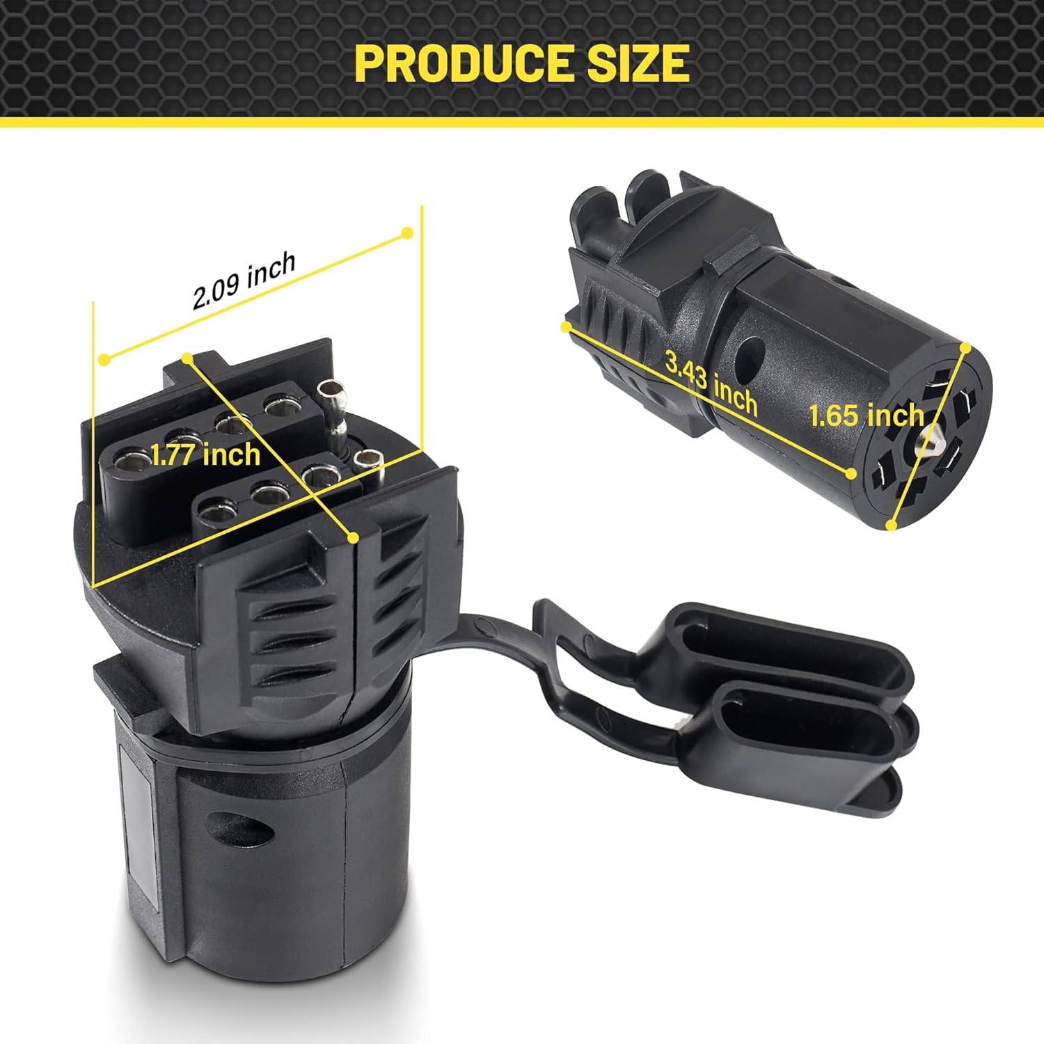 Oyviny 7 Pin Round to 4 Pin and 5 Pin Flat Blade Trailer Adapter, 7 to 5 Pin Trailer Plug Adapter 2-in-1 Design