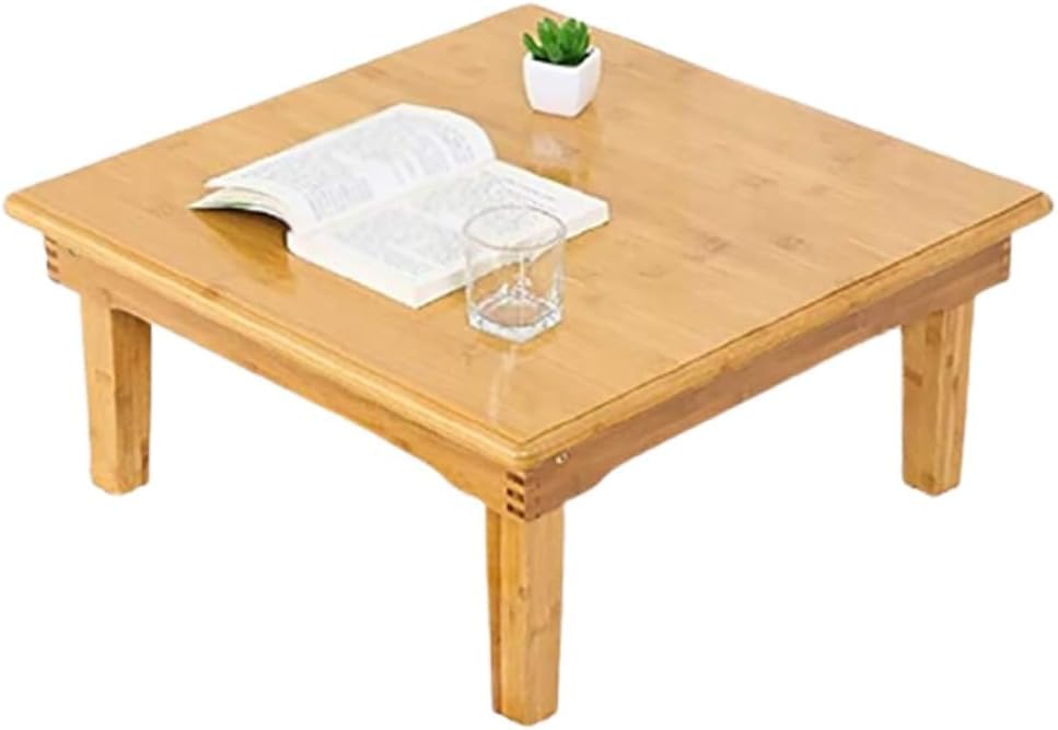 Folding Square Tatami Table, Bamboo Coffee Table for Living Room Bedroom Furniture, Low Tea Table for Sitting on The Floor, Drawing Reading Studying Floor Table, Home Sofa Side Din