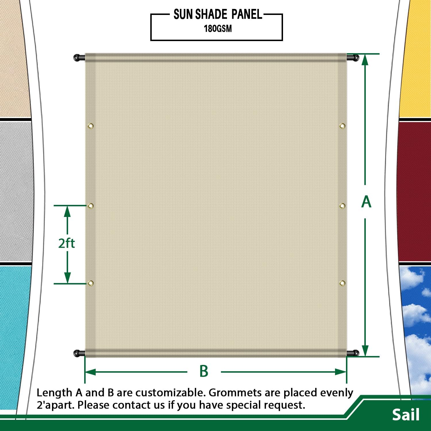 Pergola Shade Cover 12'×24' Waterproof Canopy Outdoor Sun Shade Sail Replacement with Grommets Weighted Rods for Gazebo Cover for Patio Porch Backyard, Beige