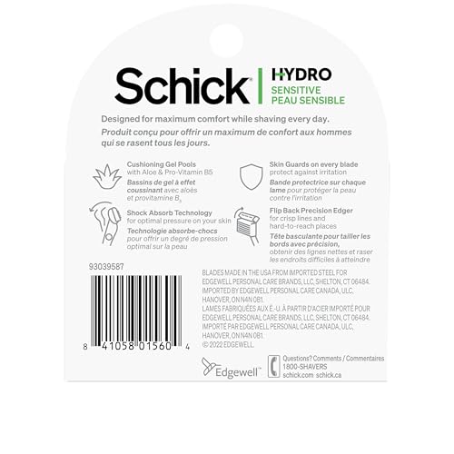 Schick Hydro 5 Sense Hydrate Razor Refills for Men, 4 Count (Pack of 1)