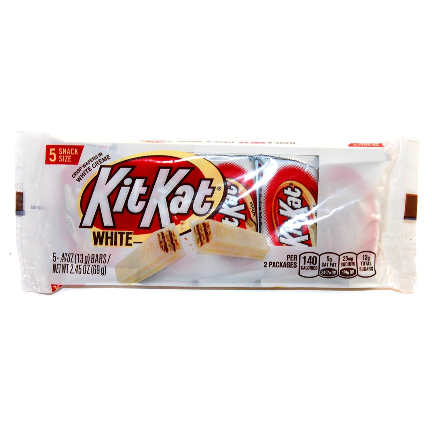 Hershey (1) Pack Kit Kat White - Crisp Wafers in White Creme - 5pc Individually Wrapped Snack Size Halloween Candy Bars - Net Wt. 2.45 oz